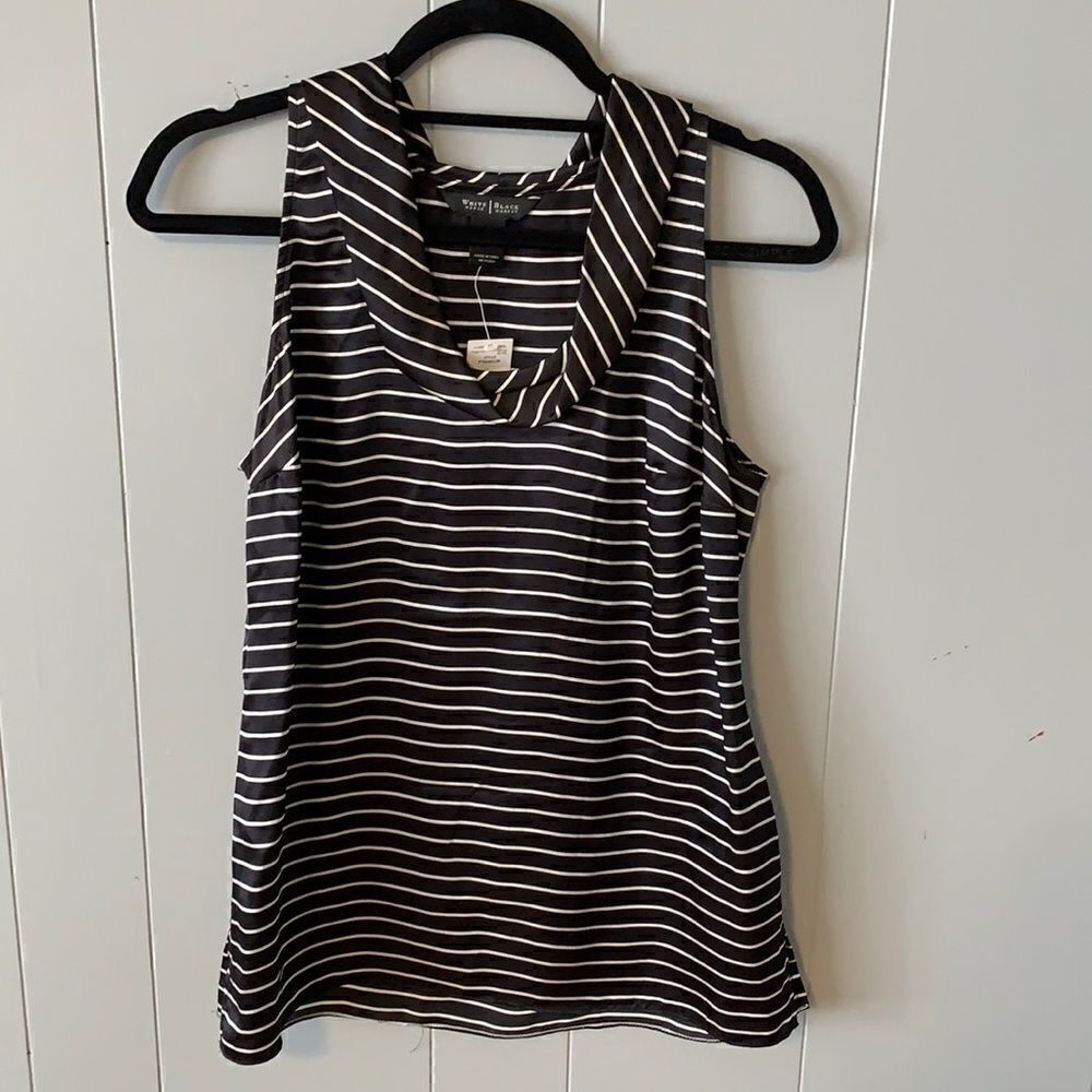 NWT WHBM Silk Striped Sleeveless Blouse Small